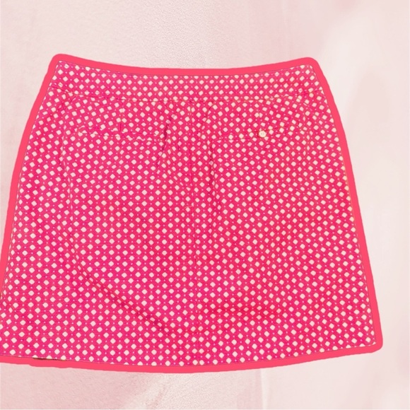 Vintage Y2K J. Crew Pink & White Diamond Dot Printed Preppy Mini Skirt Size 2 - Picture 7 of 10